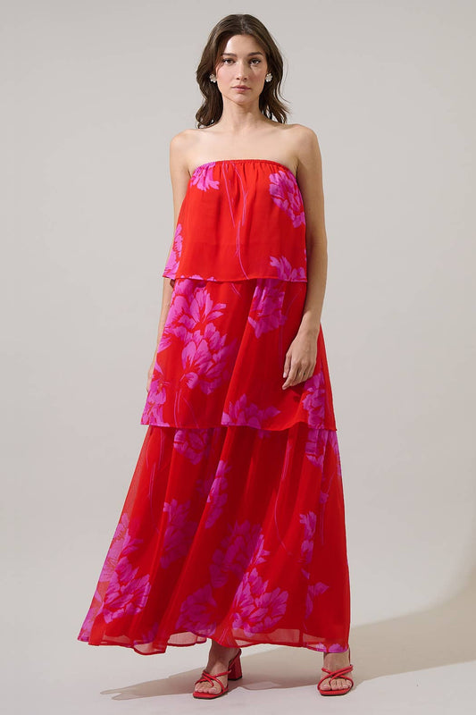 Naiya Floral Briary Strapless Maxi Dress