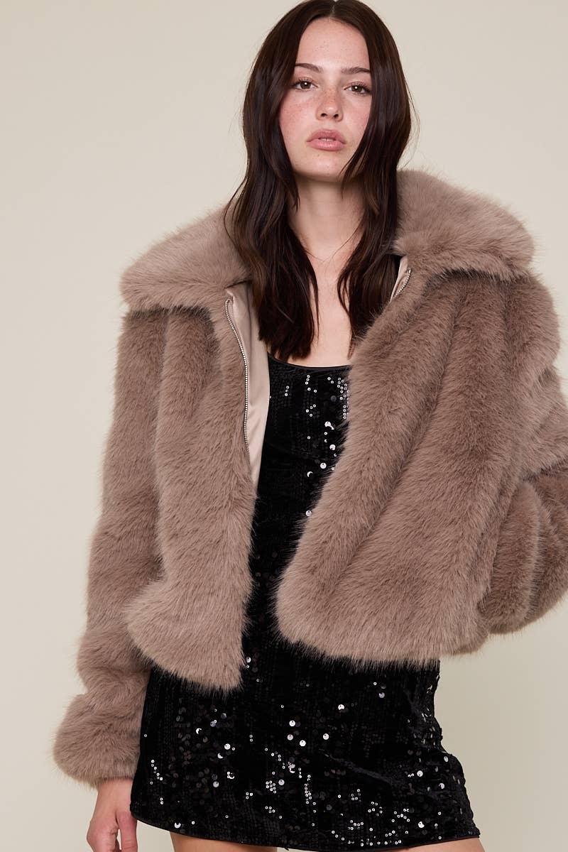 Fur Bomber Zip-up