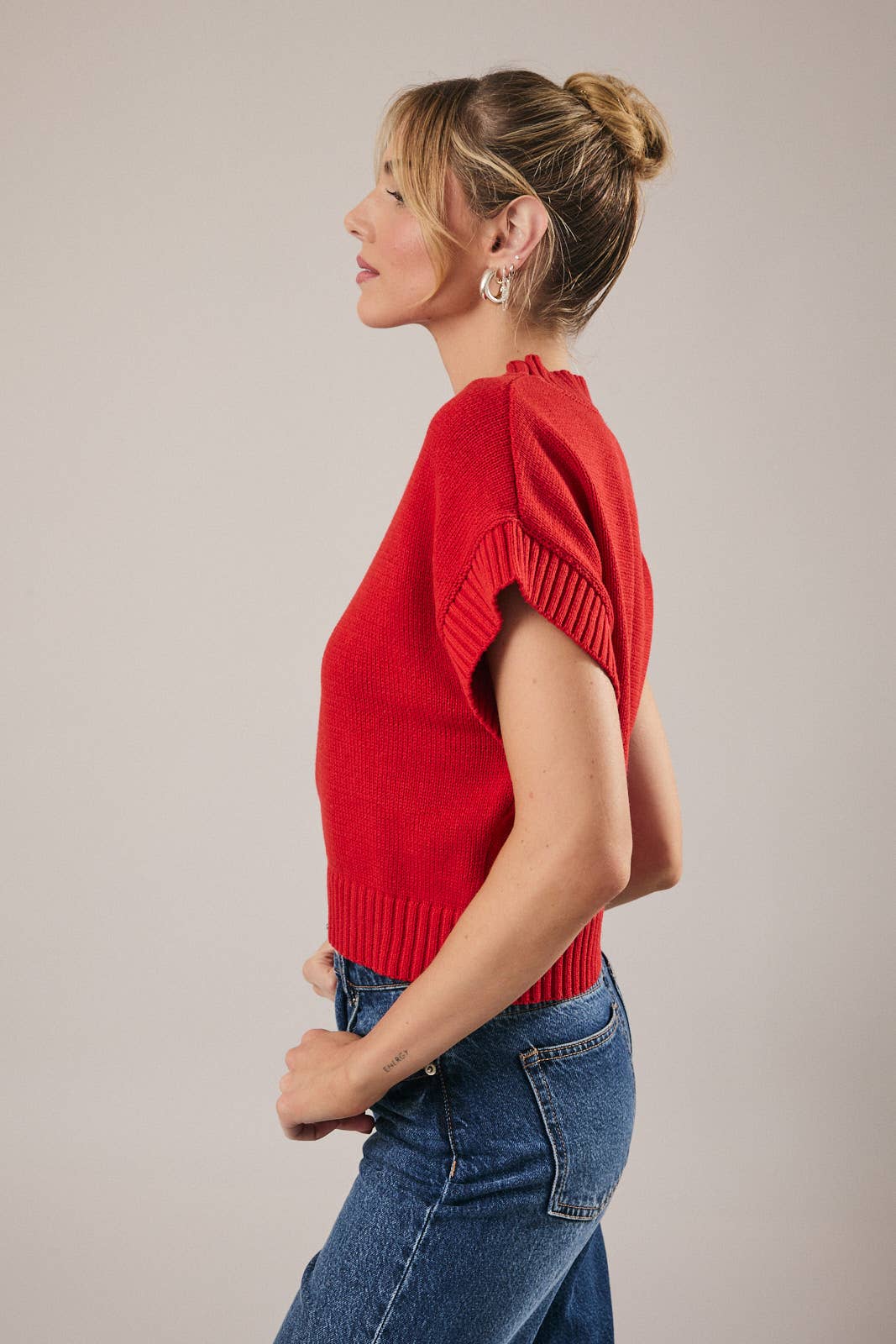 Mock Neck Heart Sweater