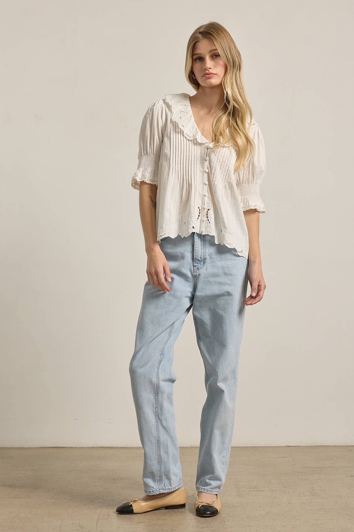 Ruffled Embroidered Blouse