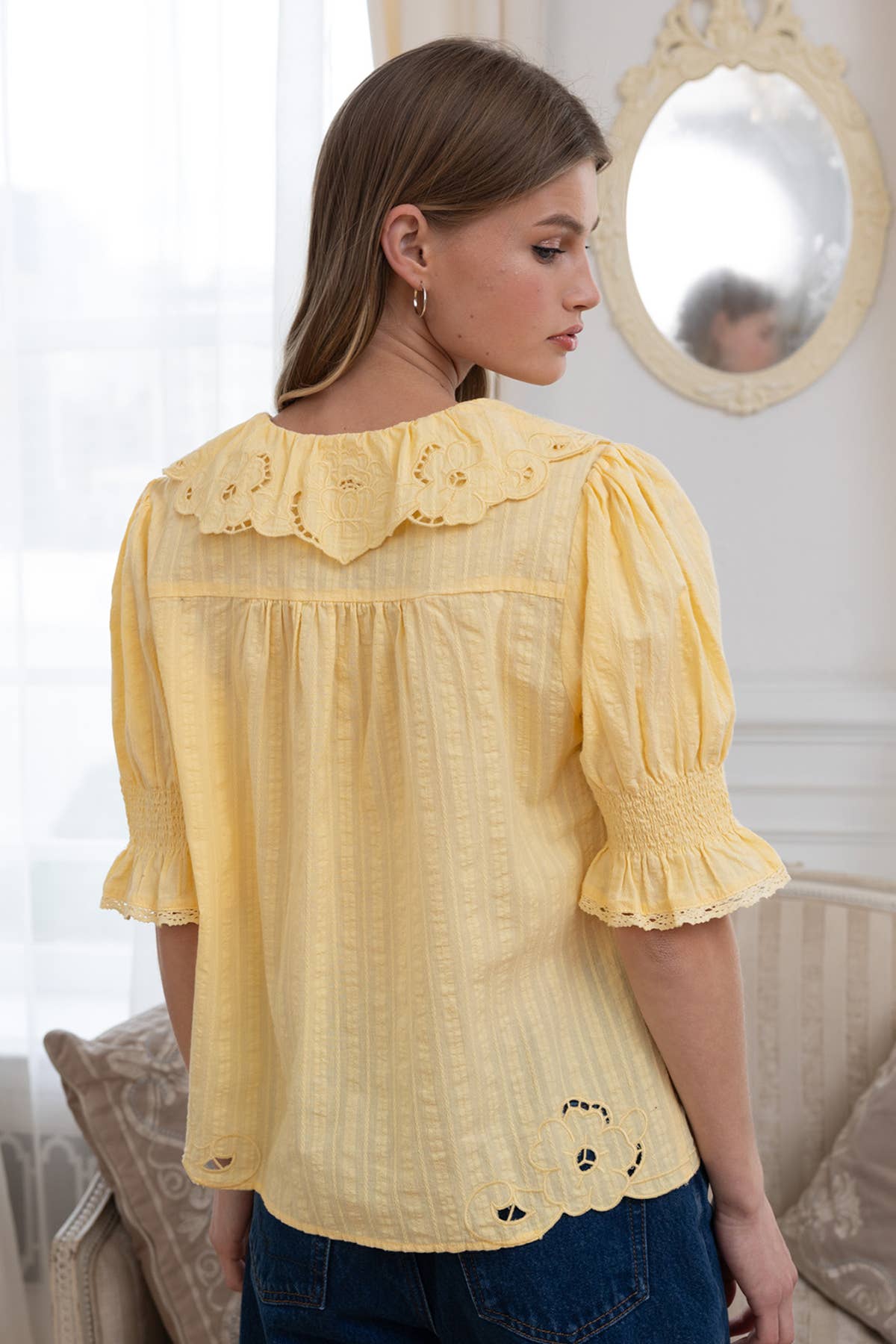 Ruffled Embroidered Blouse