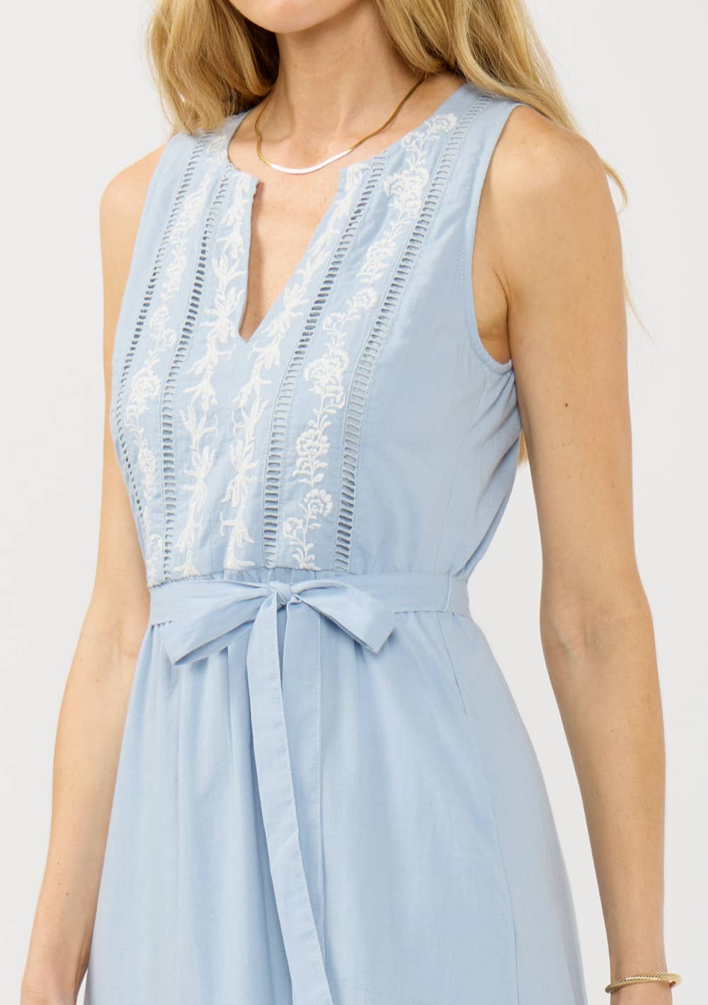 Embroidered Tiered Midi Dress