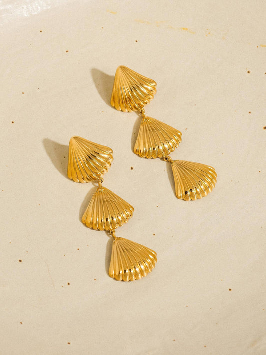 Lydie 18K Gold Layered Shell Drop Earrings