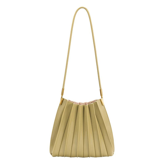 Carrie Avocado Pleated Vegan Leather Shoulder Bag