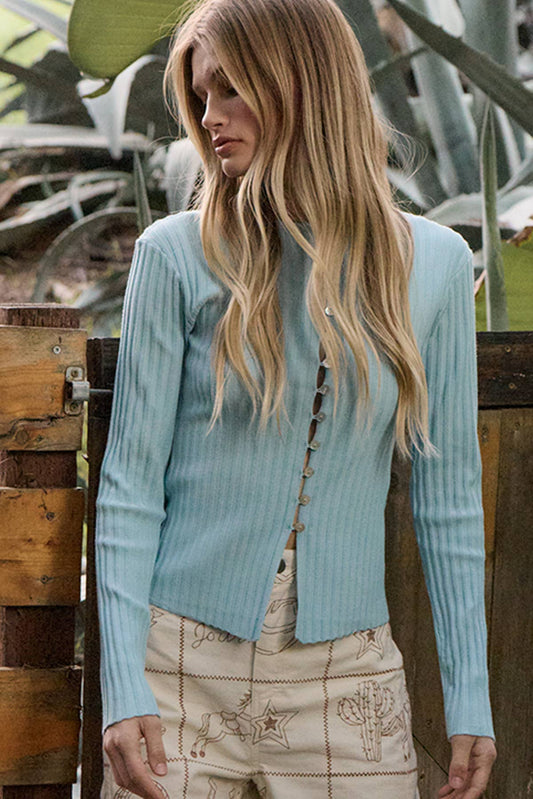 Slim Fit Knit Button Top