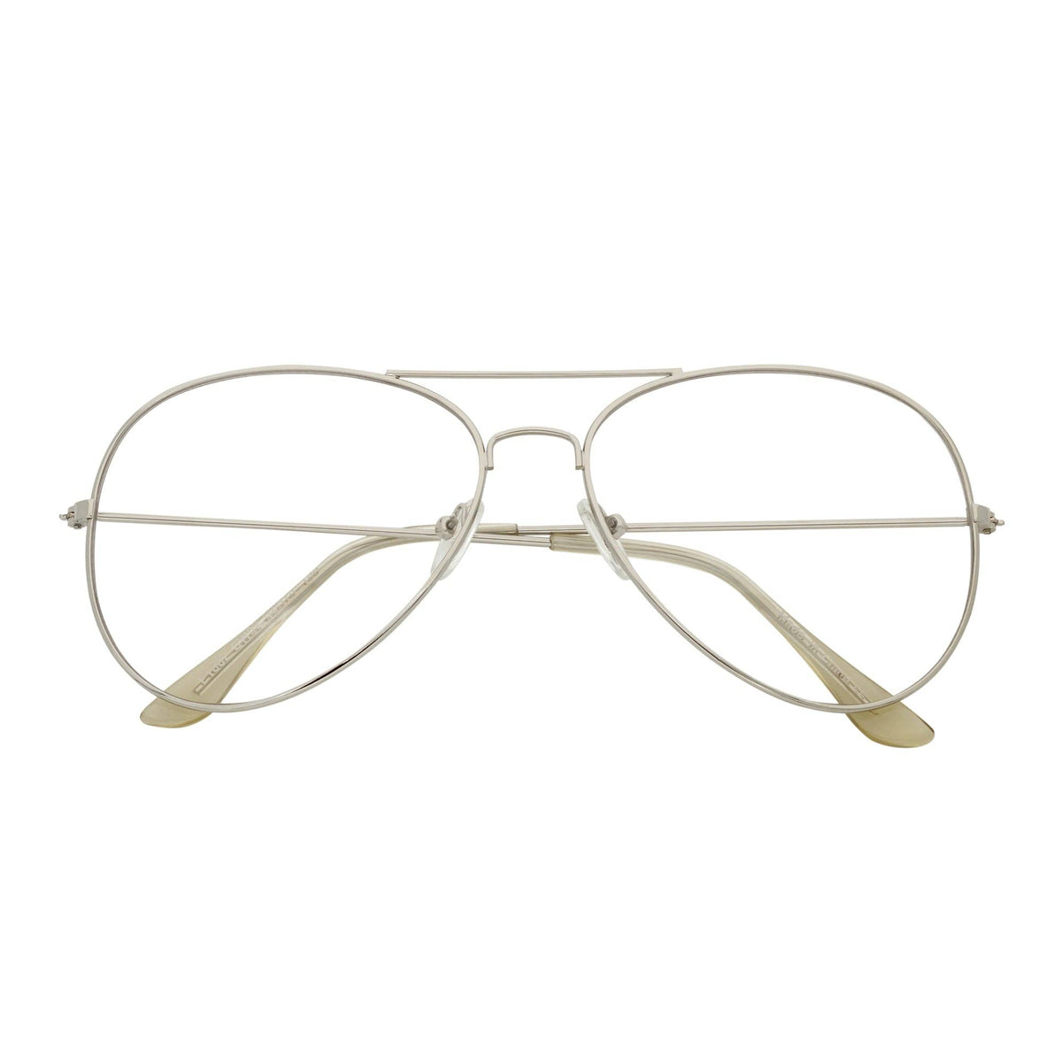 THOMPSON - Classic Blue Light Metal Aviator Silver Glasses Clear Lens 50mm