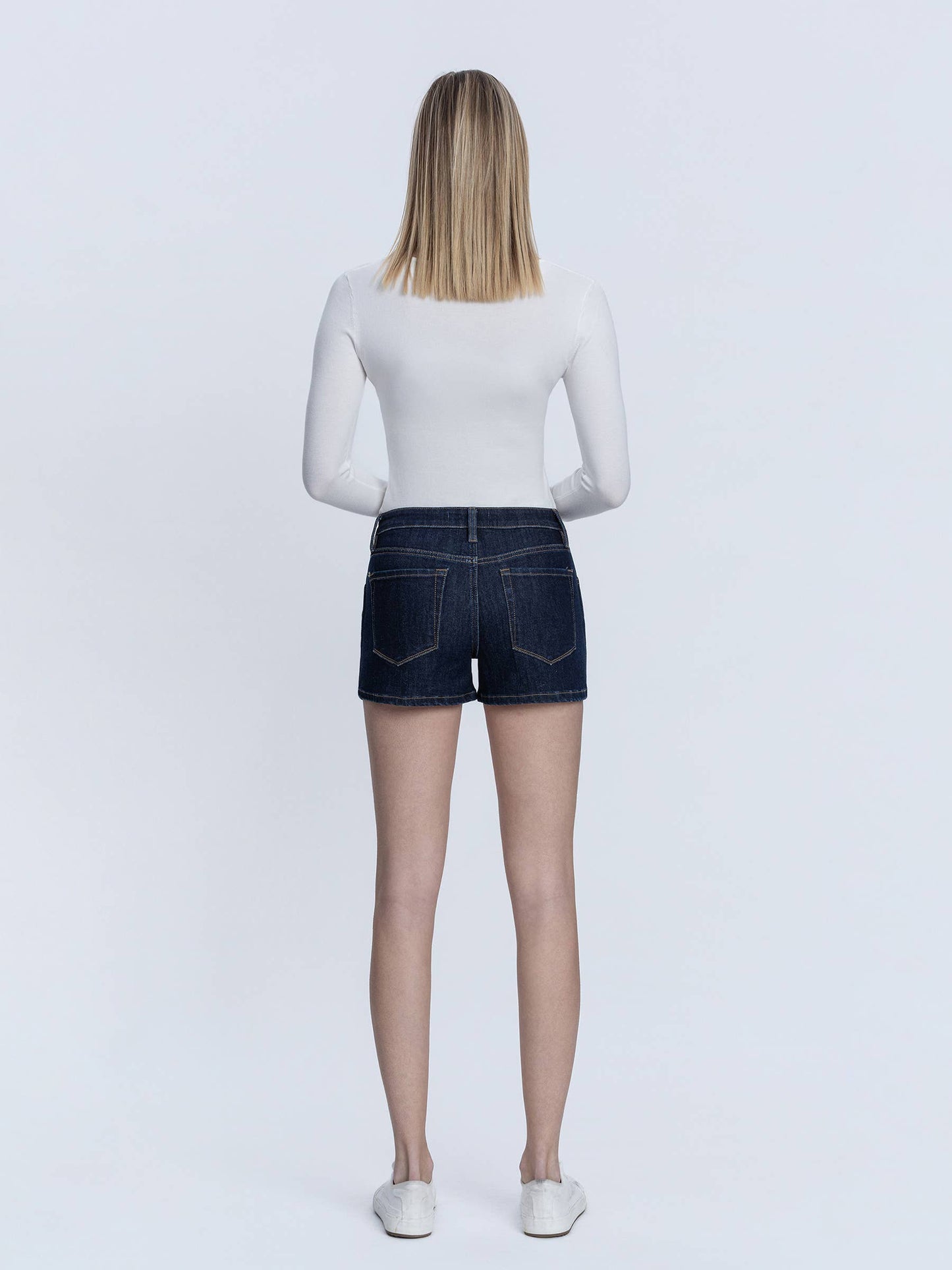 Mid Rise Shorts- Dark Wash