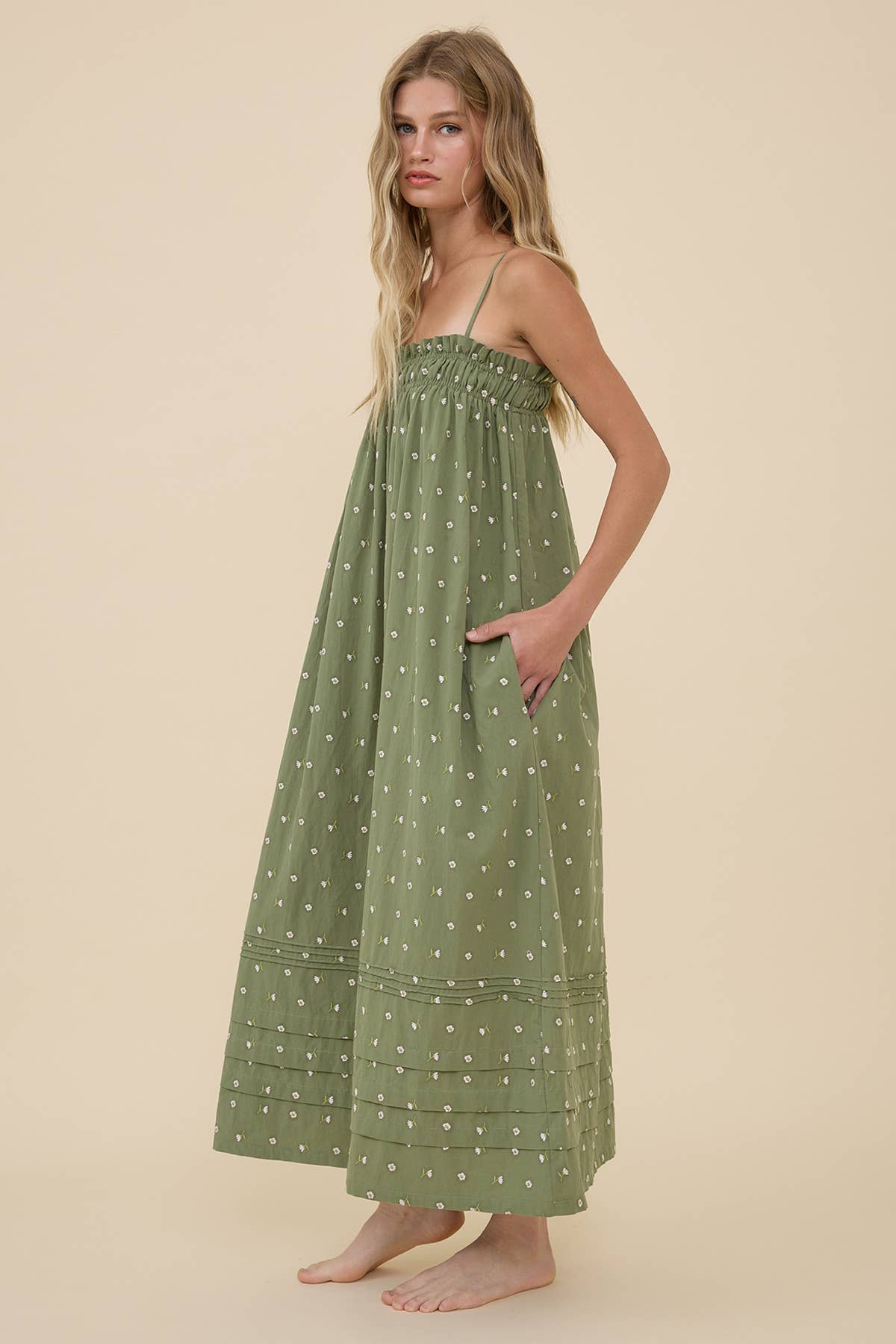 Floral Smocked Strap Midi Dress