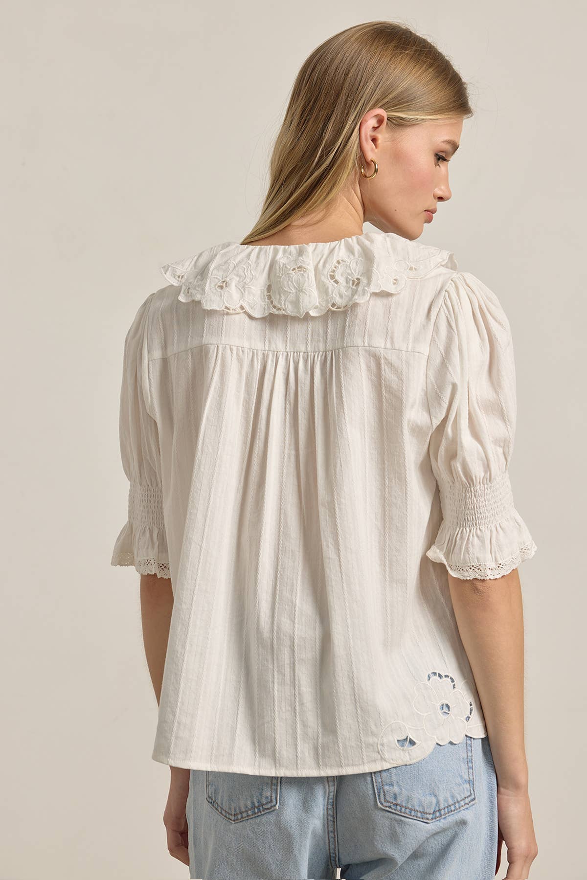 Ruffled Embroidered Blouse
