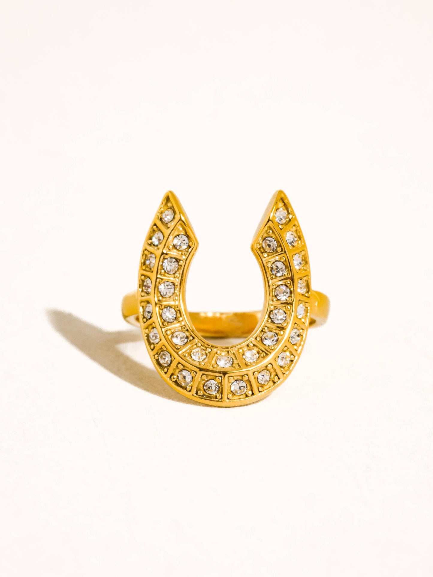 18K CZ Horseshoe Ring