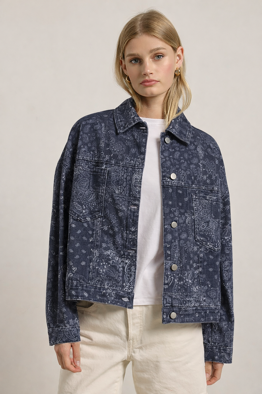 Washed Bandana Print Jacket