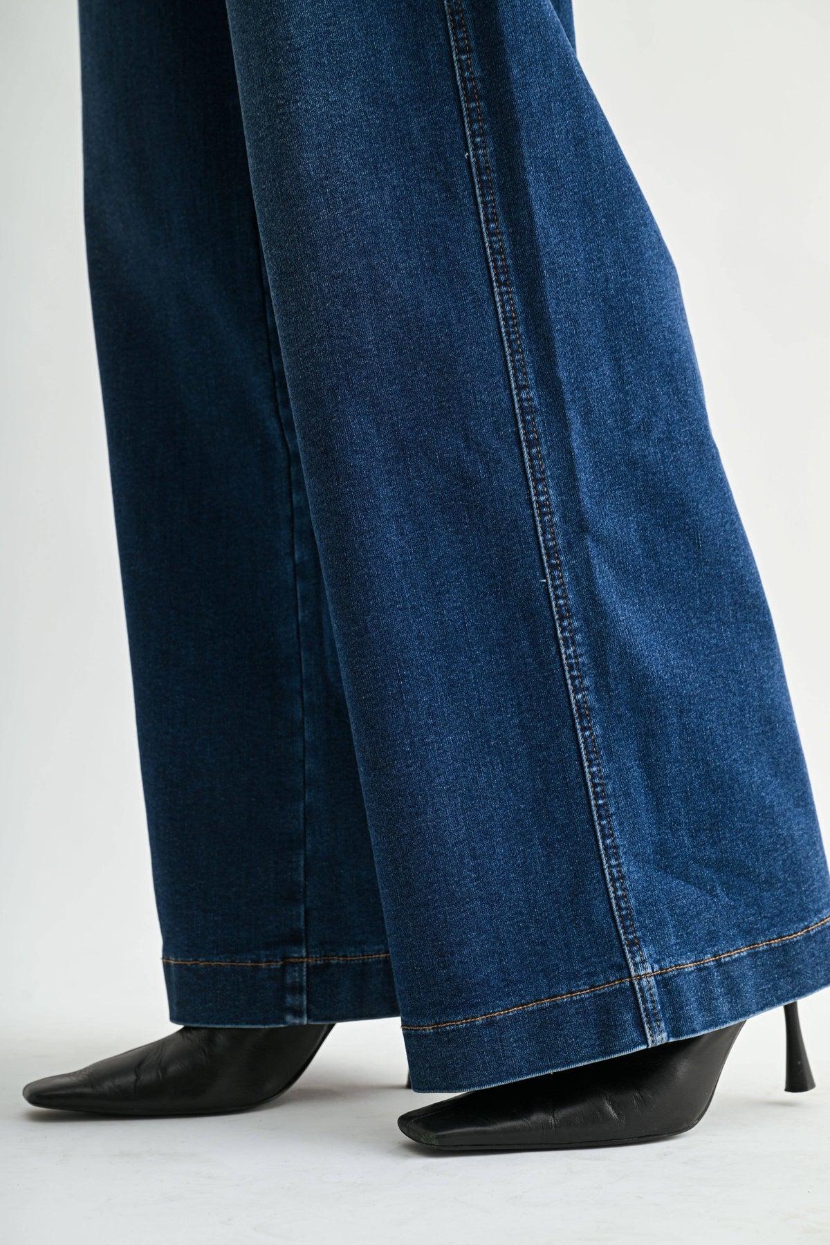 Ines High Rise Full Length Wide Leg- Denim