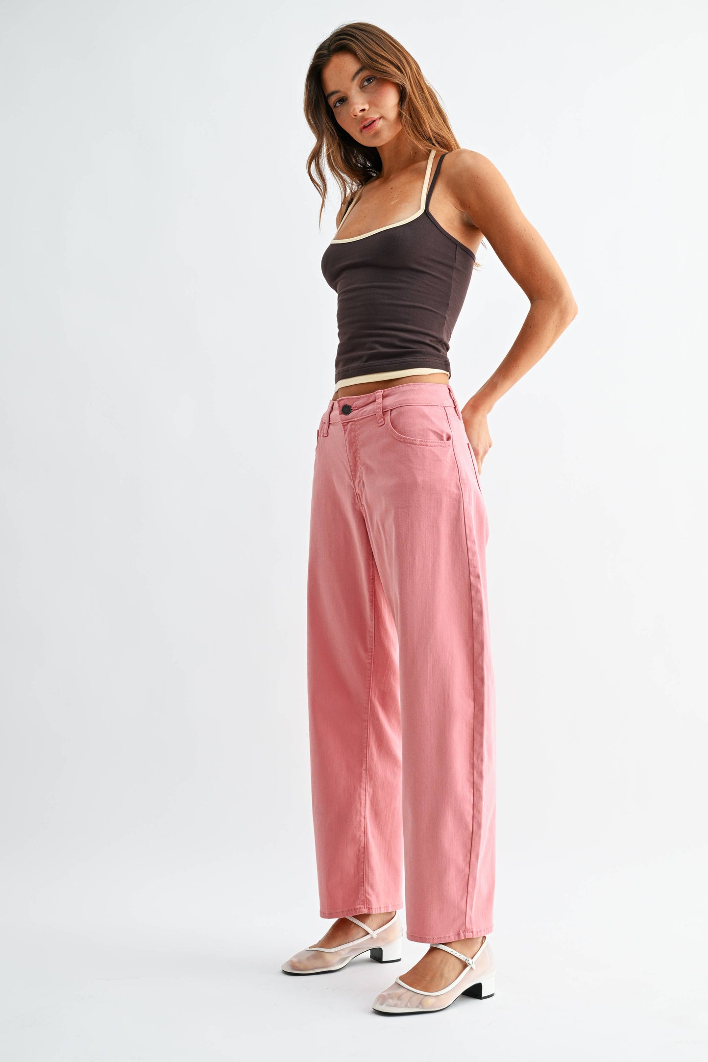 Stretch Twill Comfort Barrel- Pink