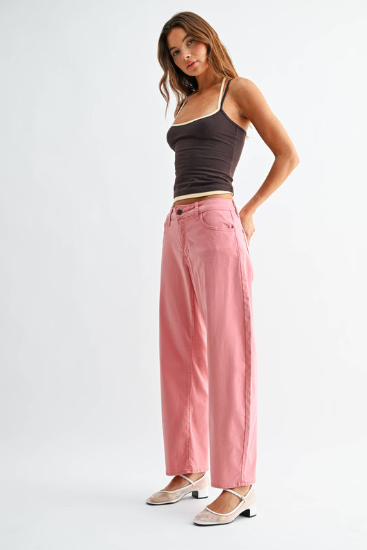 Stretch Twill Comfort Barrel- Pink