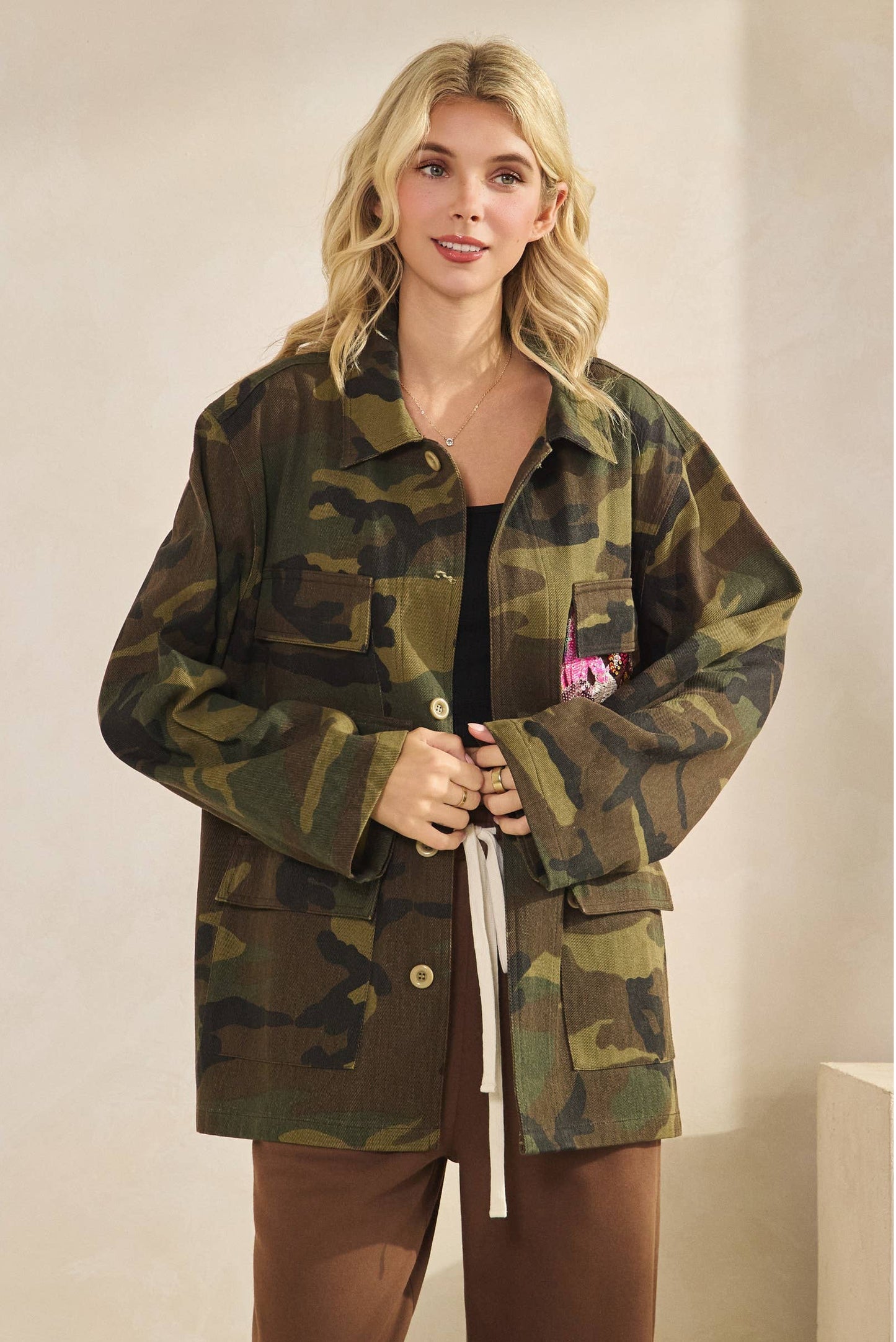 Camo Jacket with Mesh Sequins