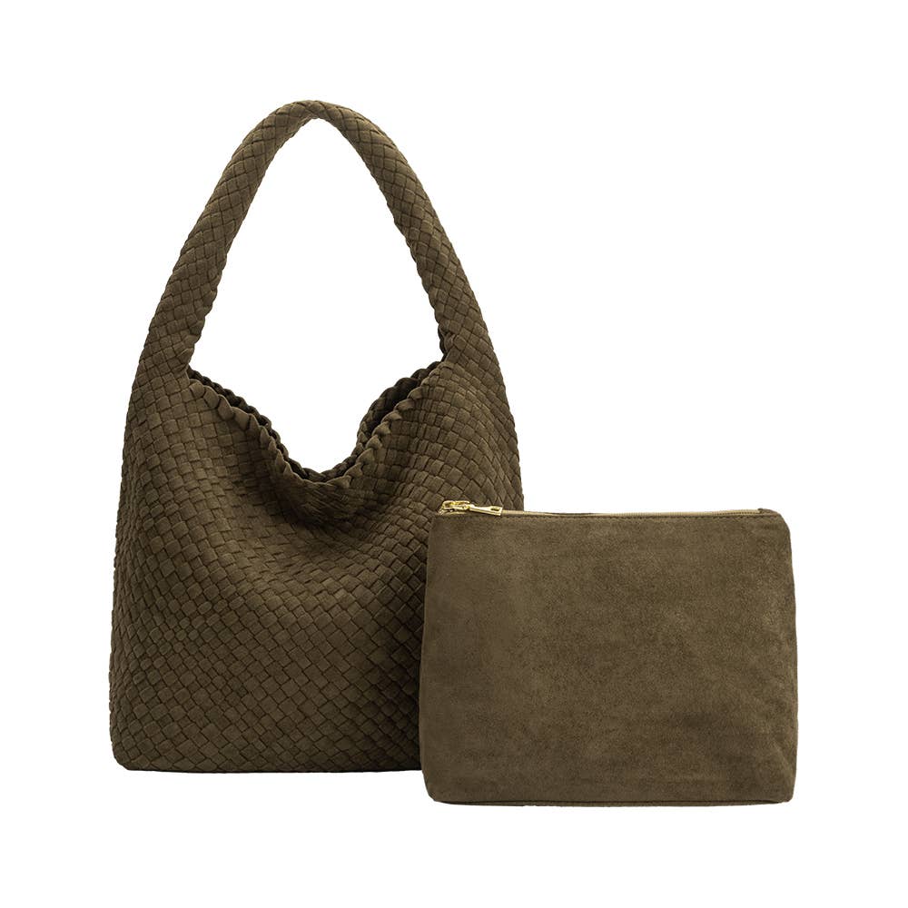 Johanna Pine Suede Shoulder Bag