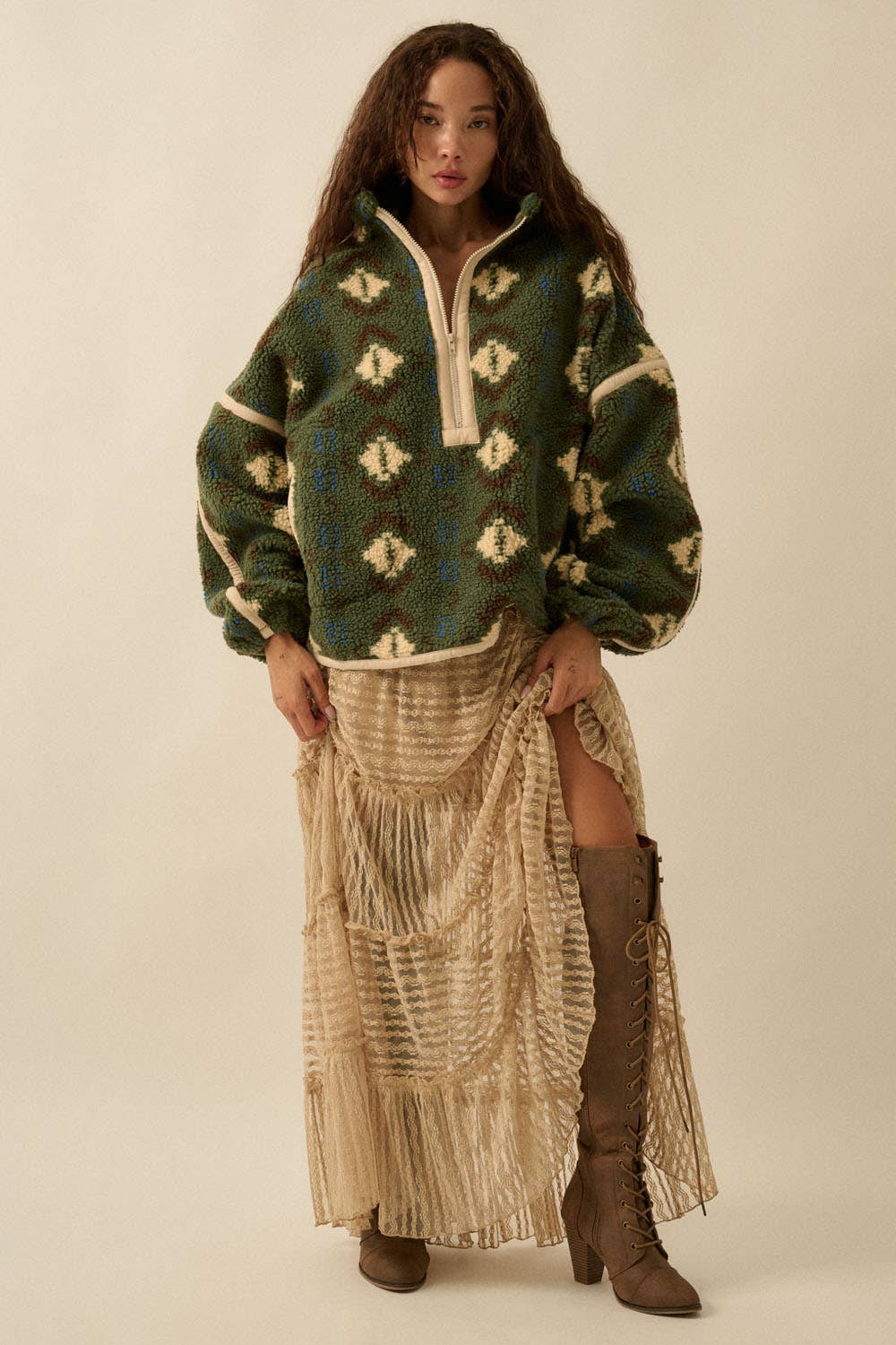 Geo-Print Sherpa Jacket