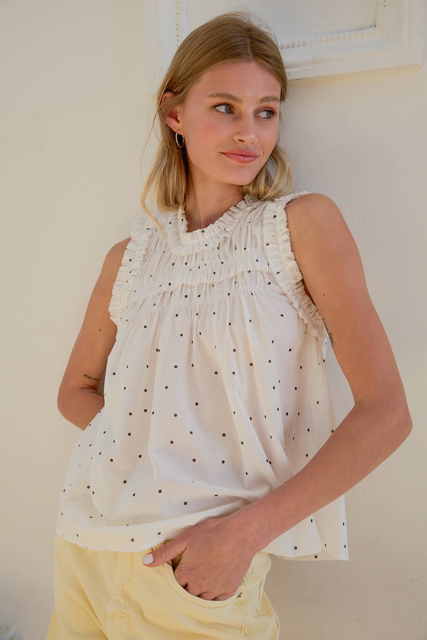 Polk Dot Smocked Top