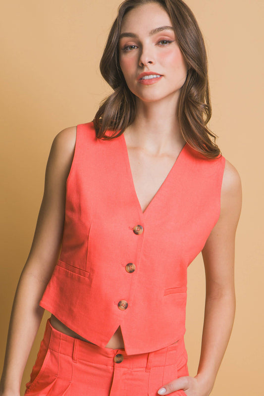 Linen Button-Up Vest
