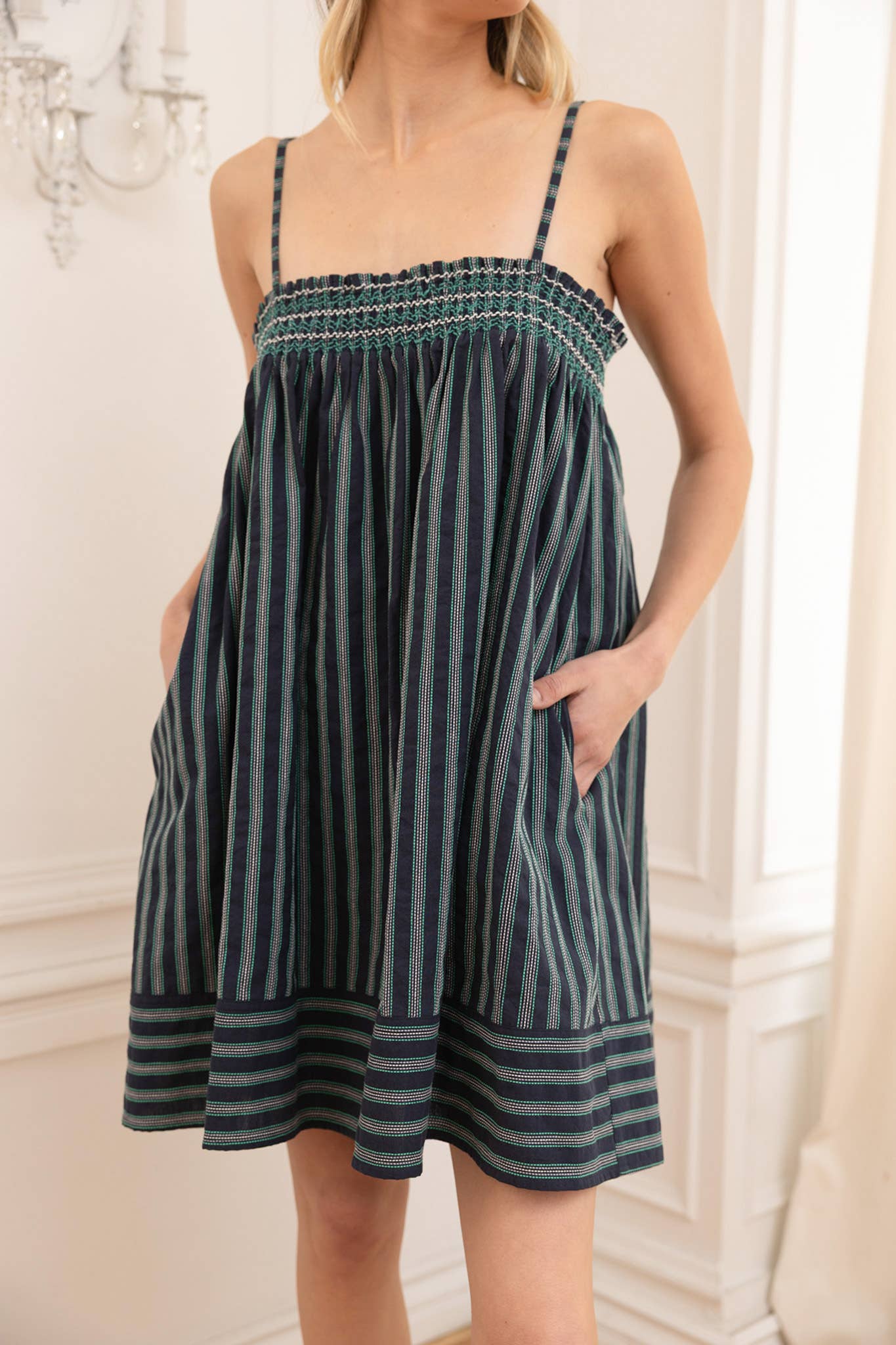 Smocked Stripe Summer Mini Dress