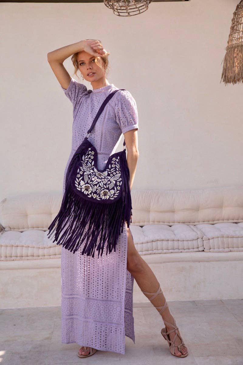 Heavenly Embroidery Bag Deep Purple