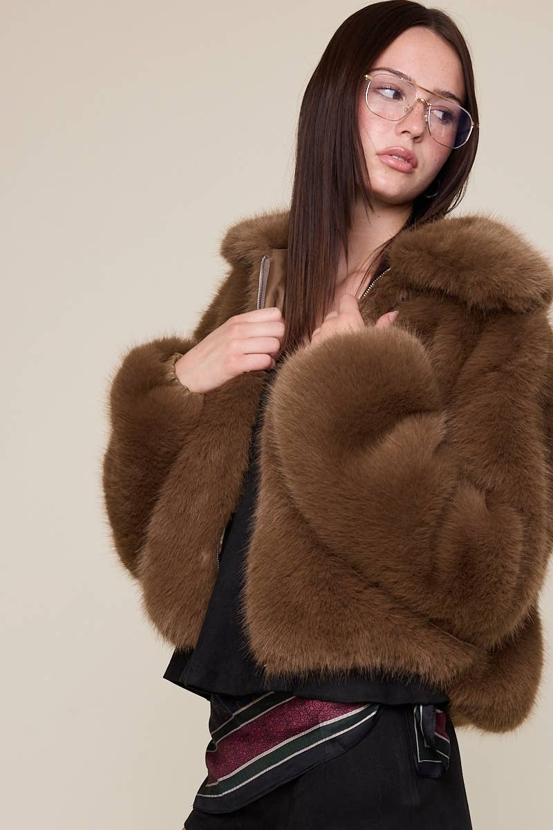 Fur Bomber Zip-up