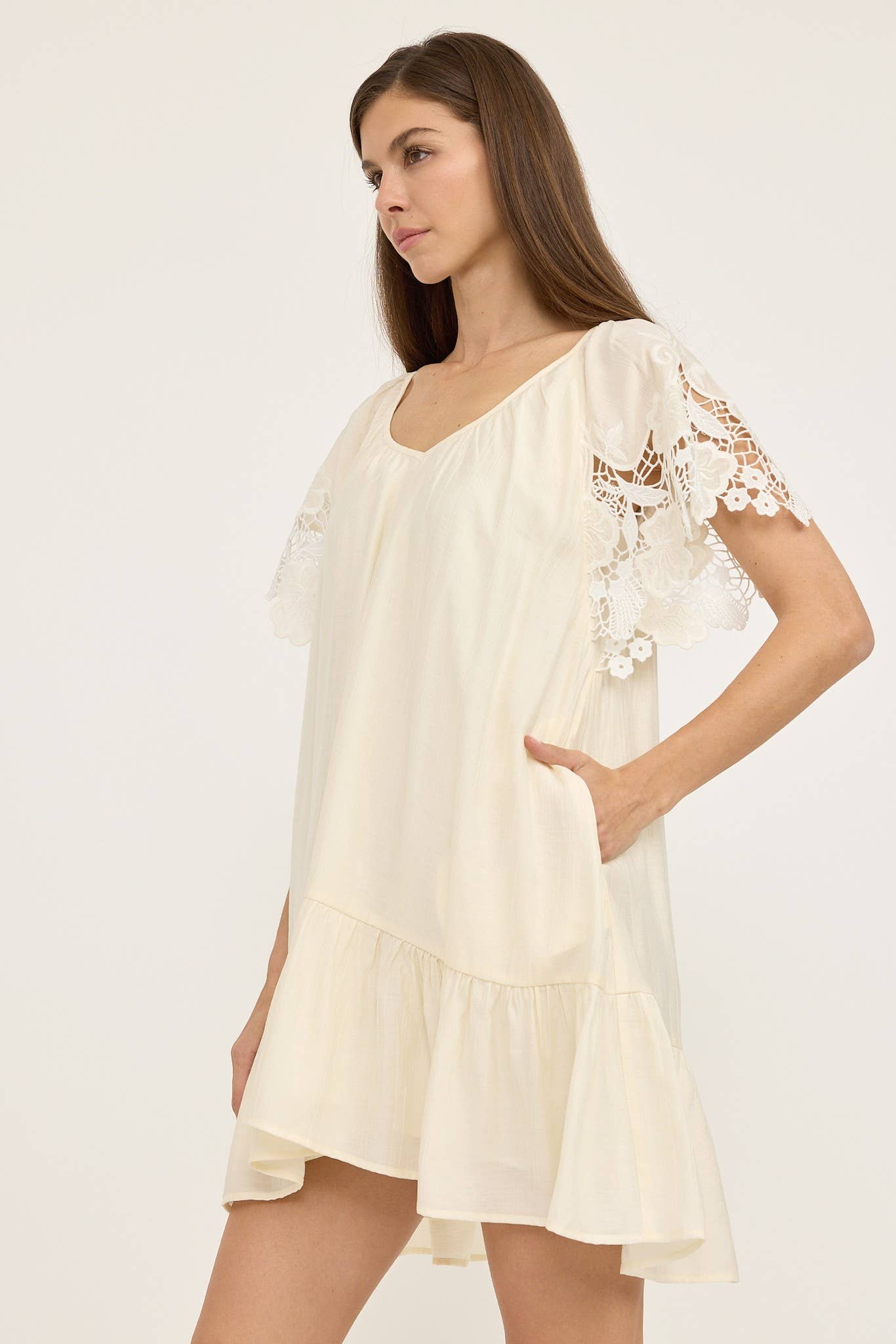 Crochet Lace Sleeve Dress