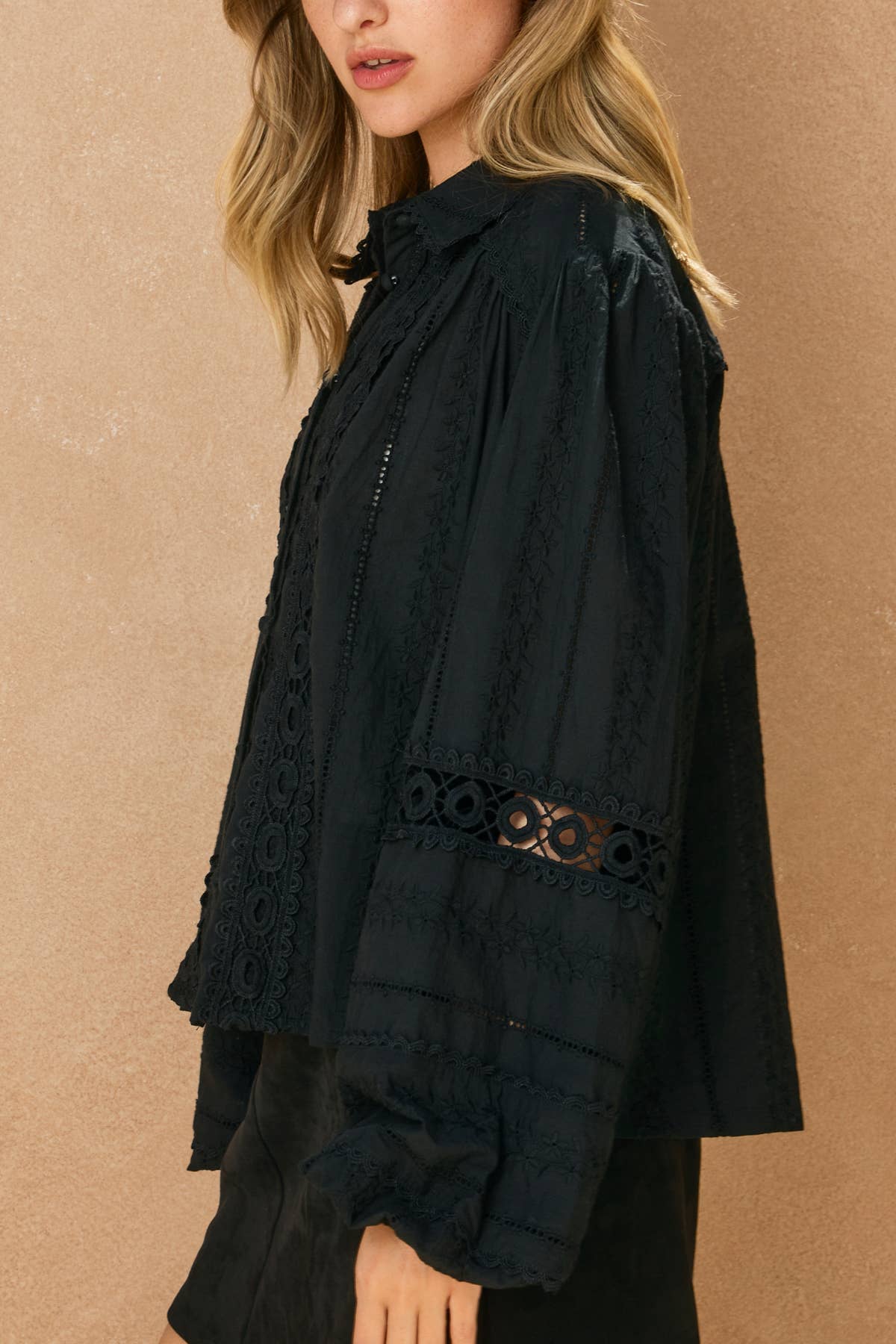 Sunbeam Eyelet Lace-Up Blouse