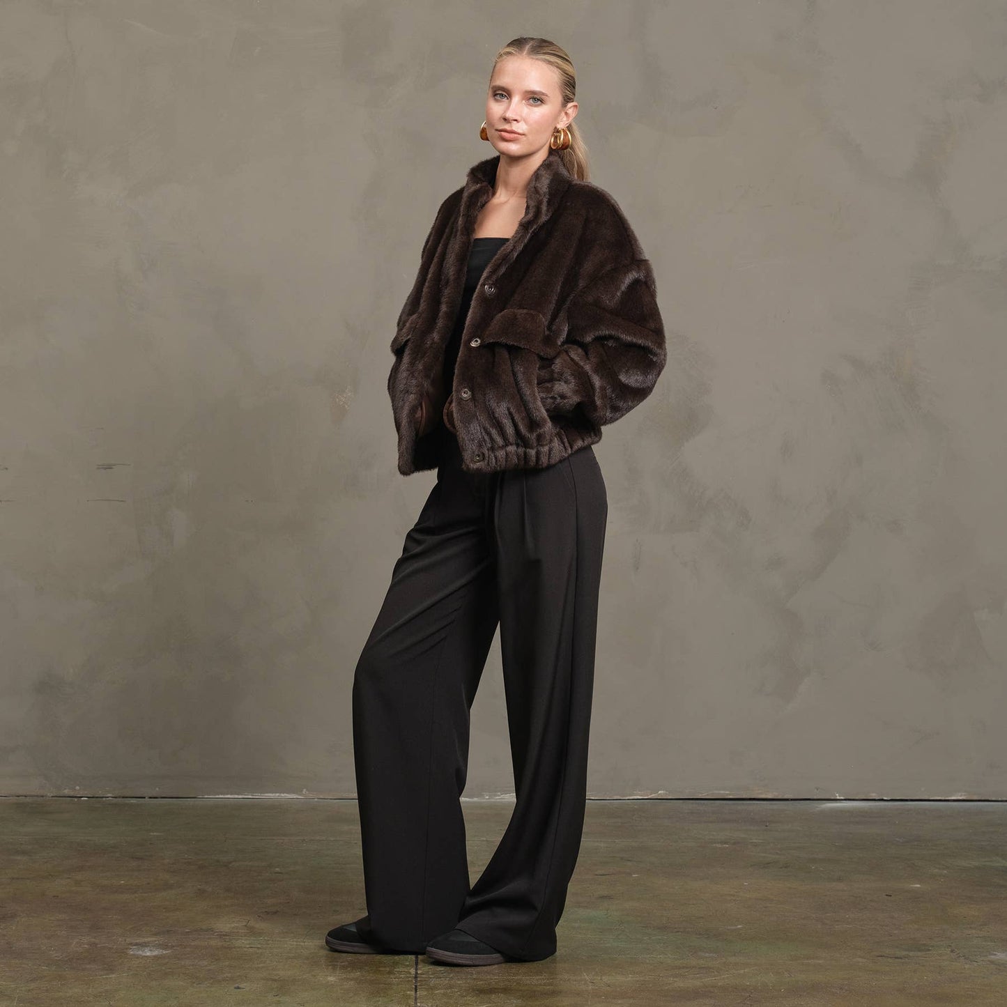 Faux Mink Bomber Jacket