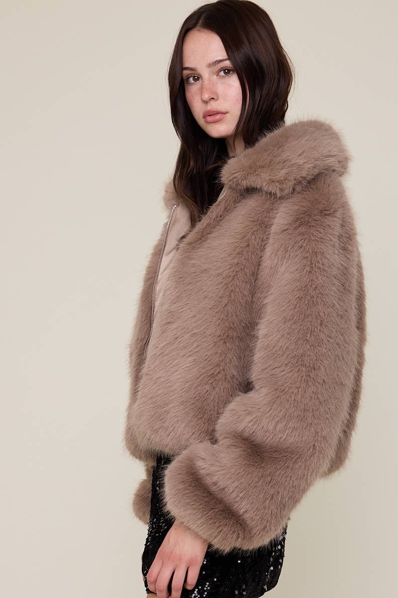 Fur Bomber Zip-up
