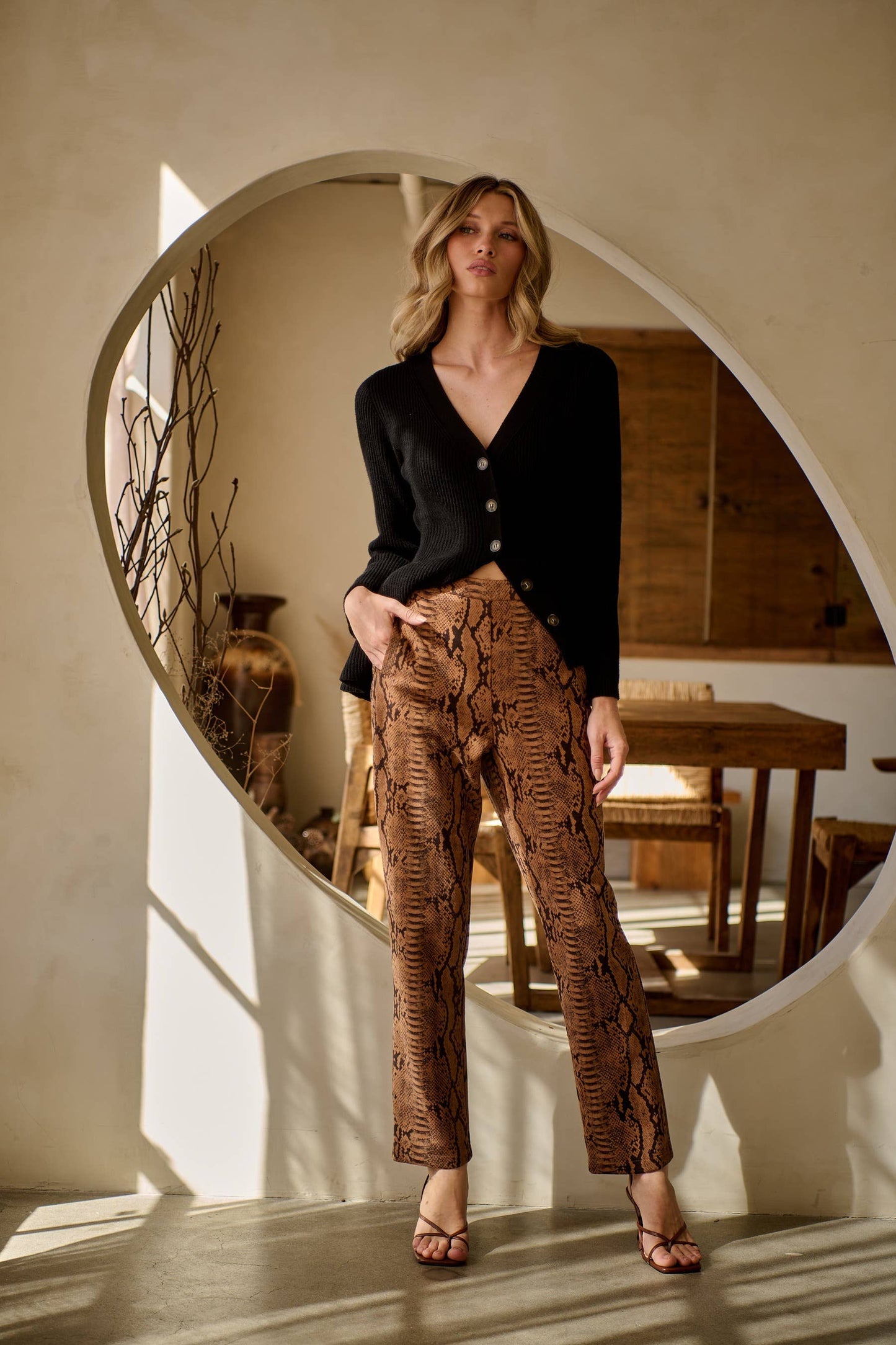 Sander Faux Suede Snake Pants