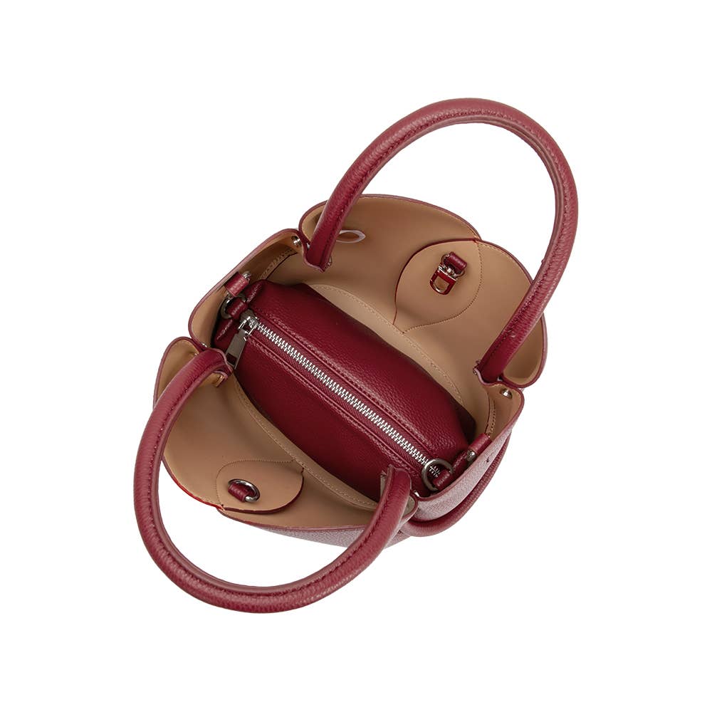 Tulip Burgundy Vegan Leather Top Handle Bag