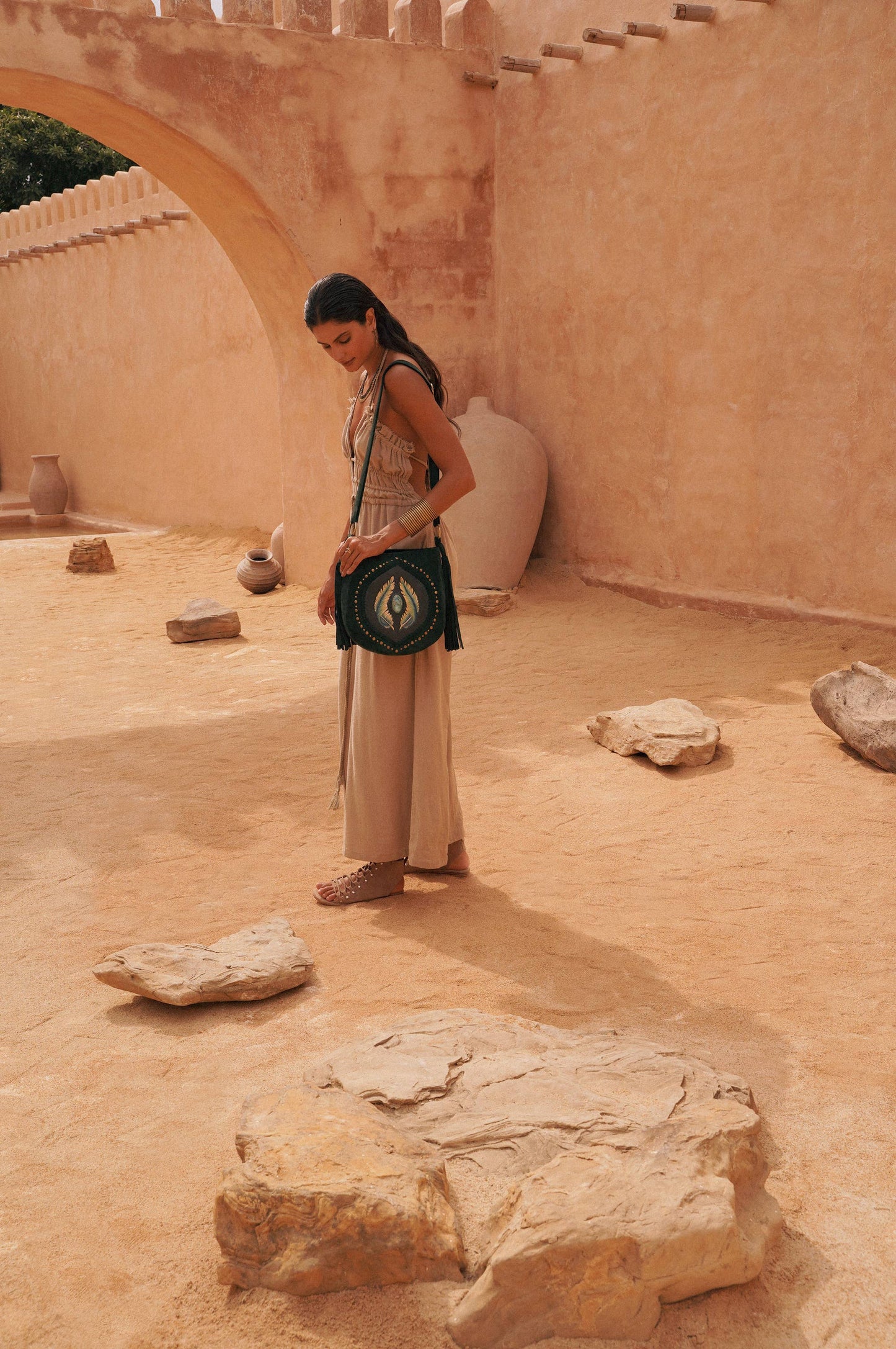 Mini Angel Feather Pouch Bag Jade Green