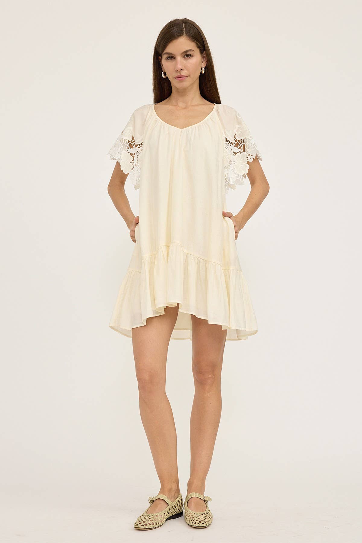 Crochet Lace Sleeve Dress