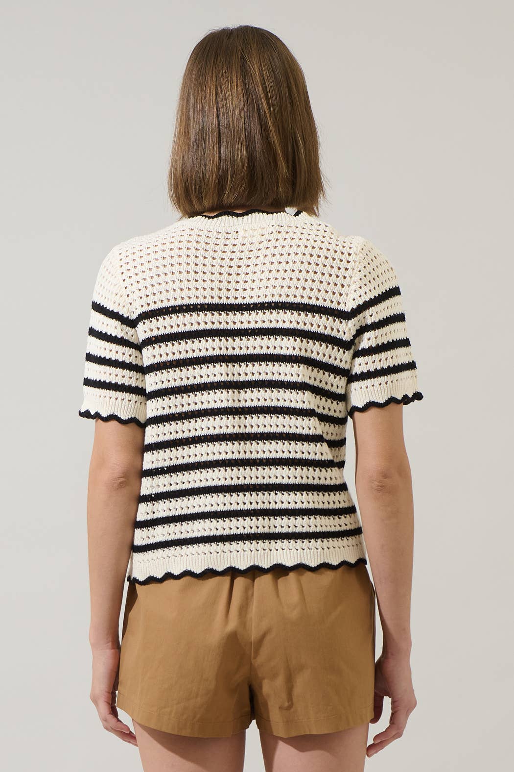 Tarcy Striped Scallop Sweater Top