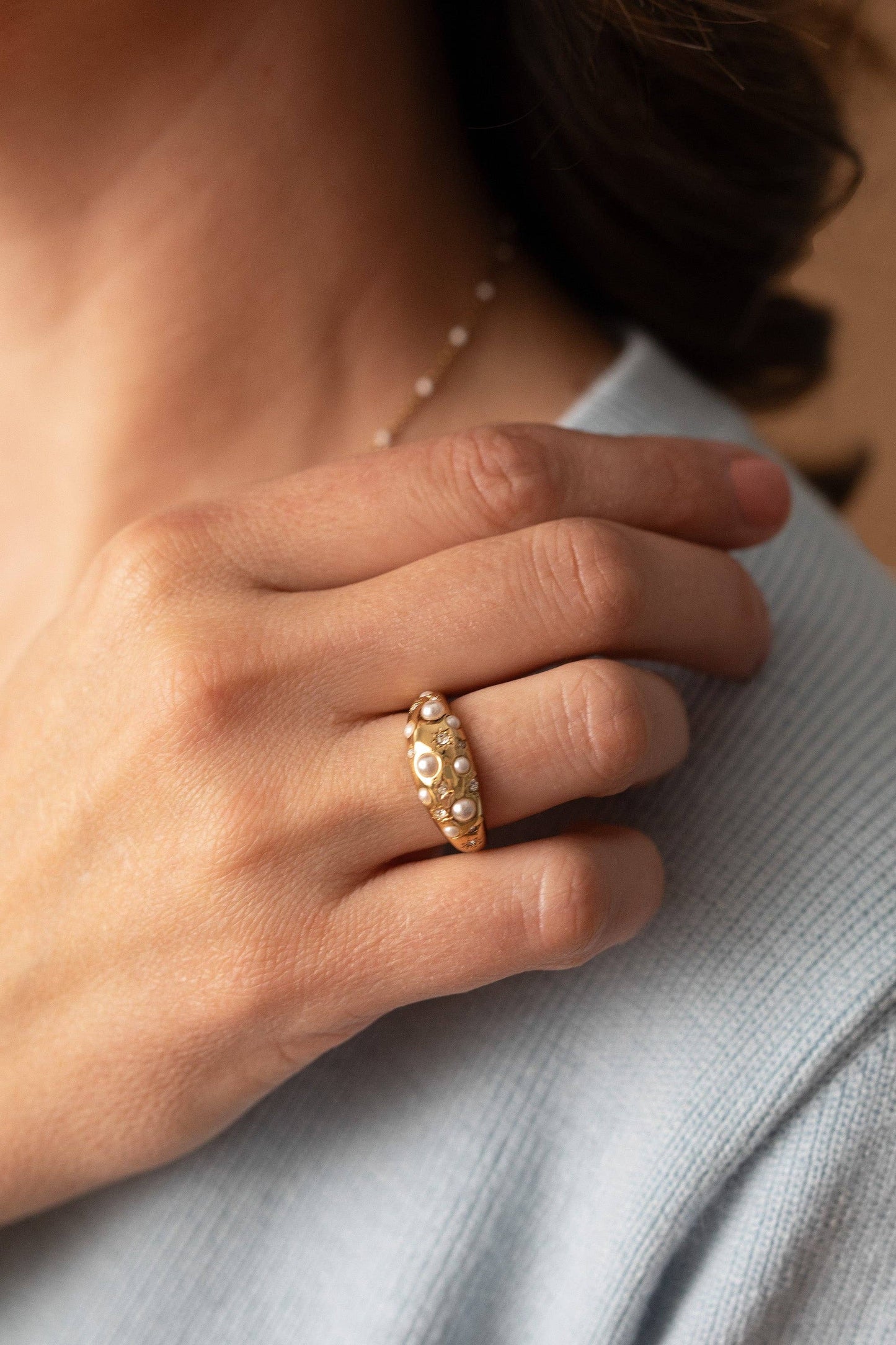 Pearl and Crystal Ring