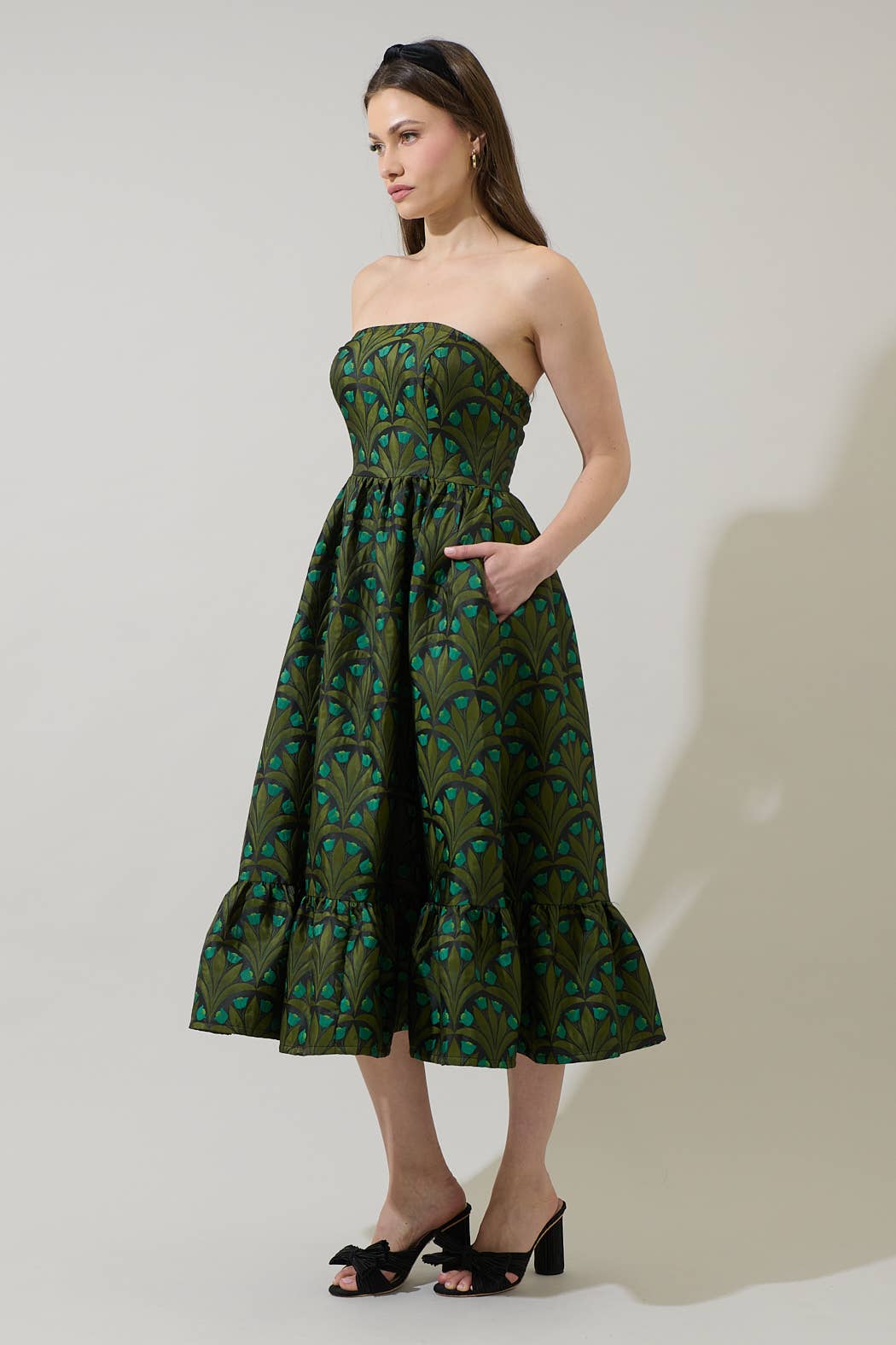 Aurra Strapless Midi Dress