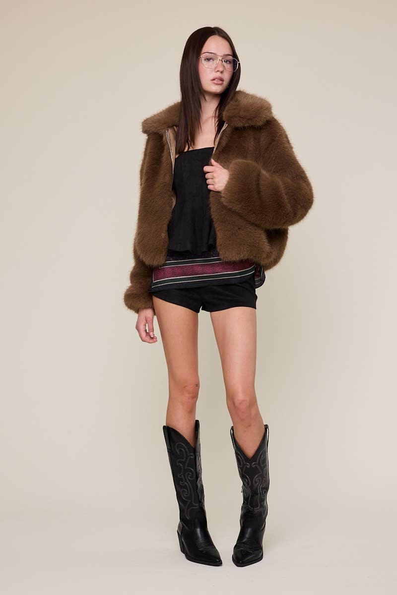 Fur Bomber Zip-up