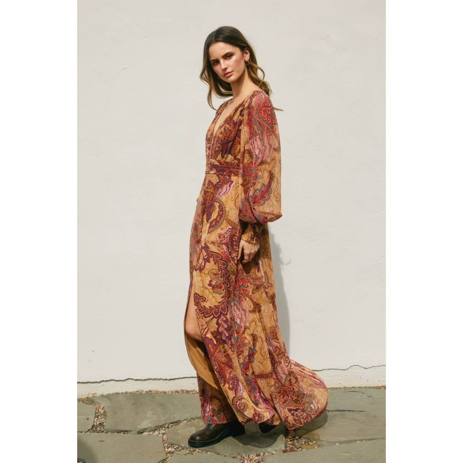 songbird maxi dress Robin Bubble Sleeve Maxi Hot Pink Multi / S