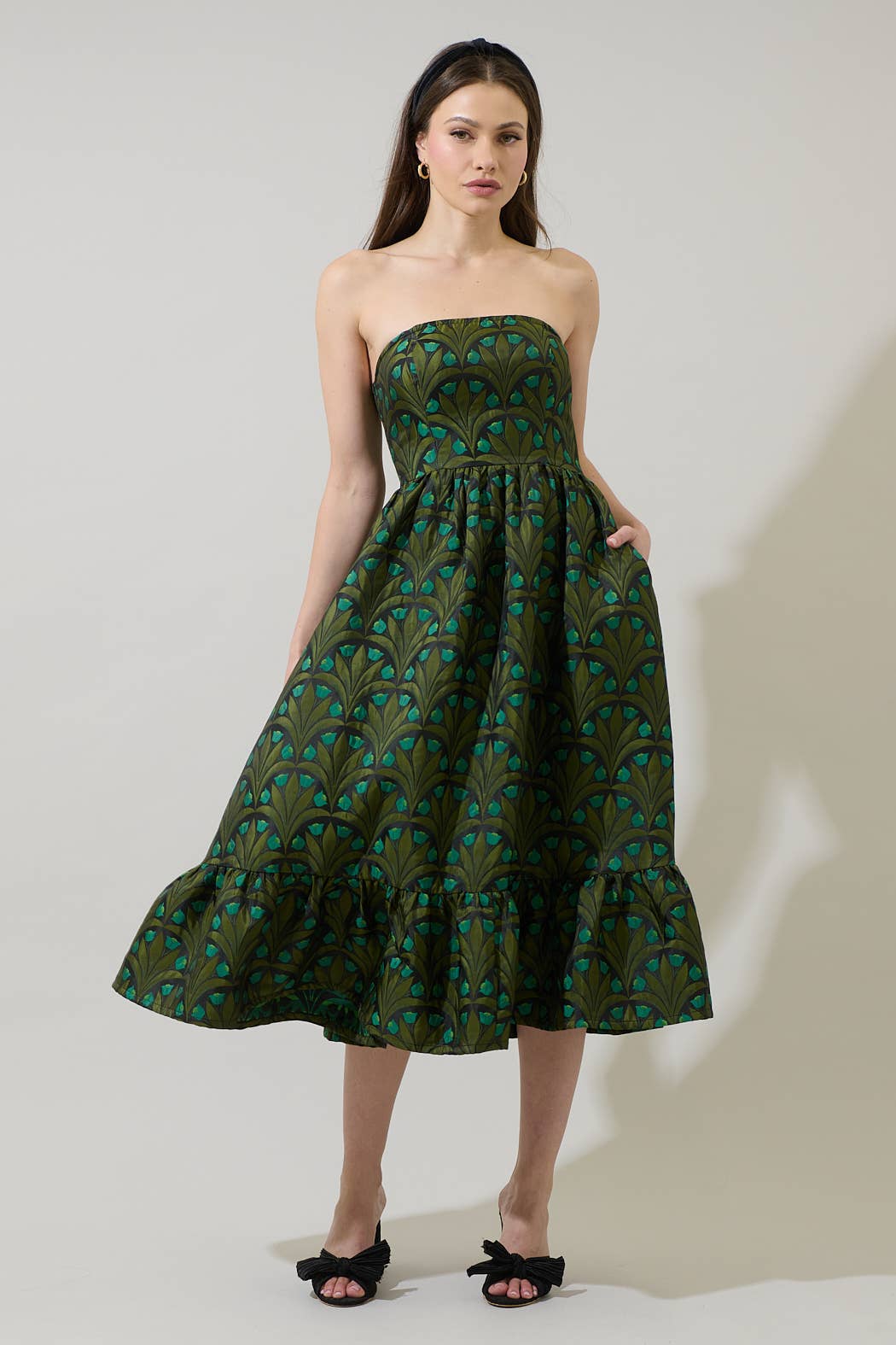 Aurra Strapless Midi Dress