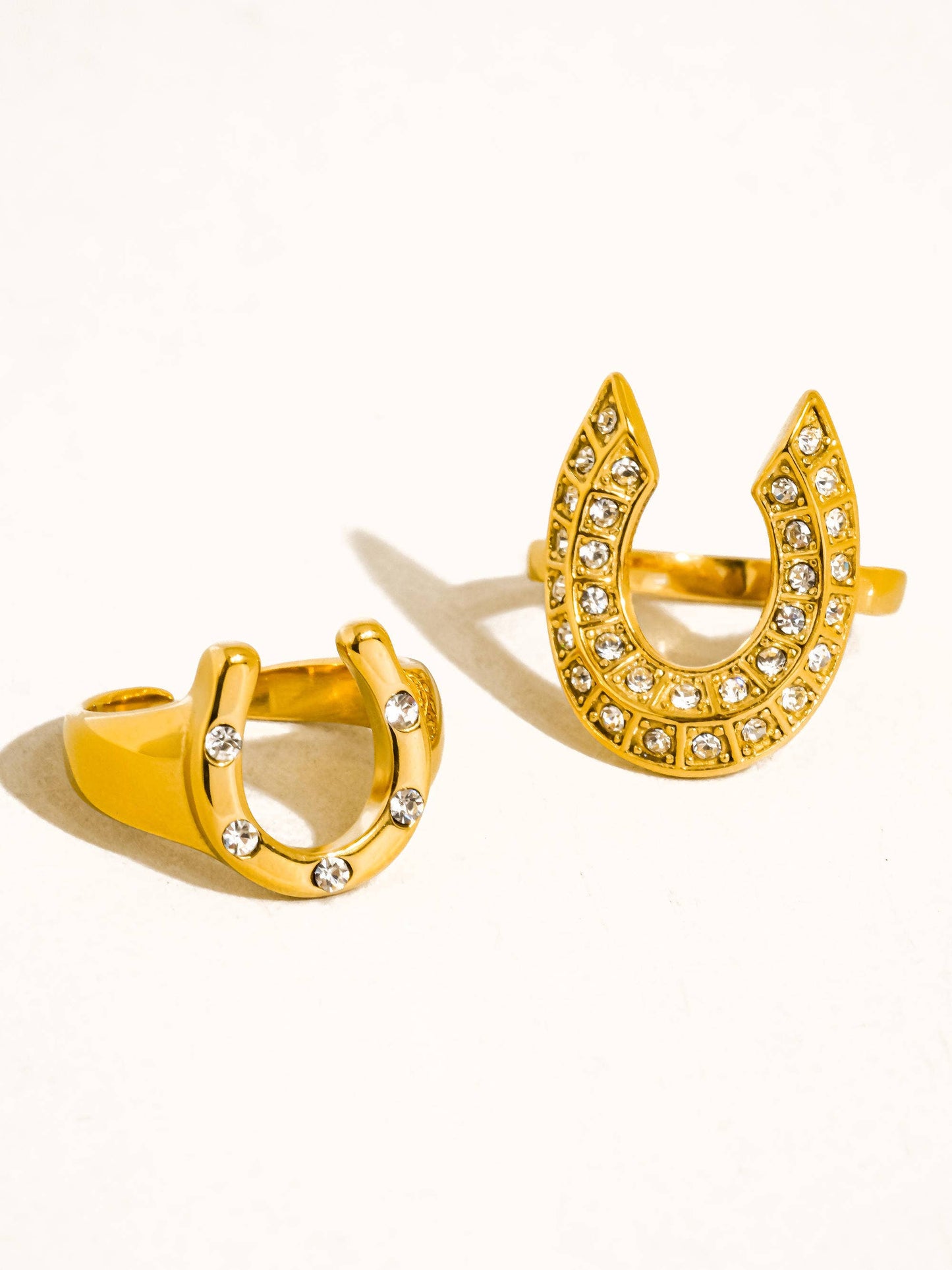 18K CZ Horseshoe Ring