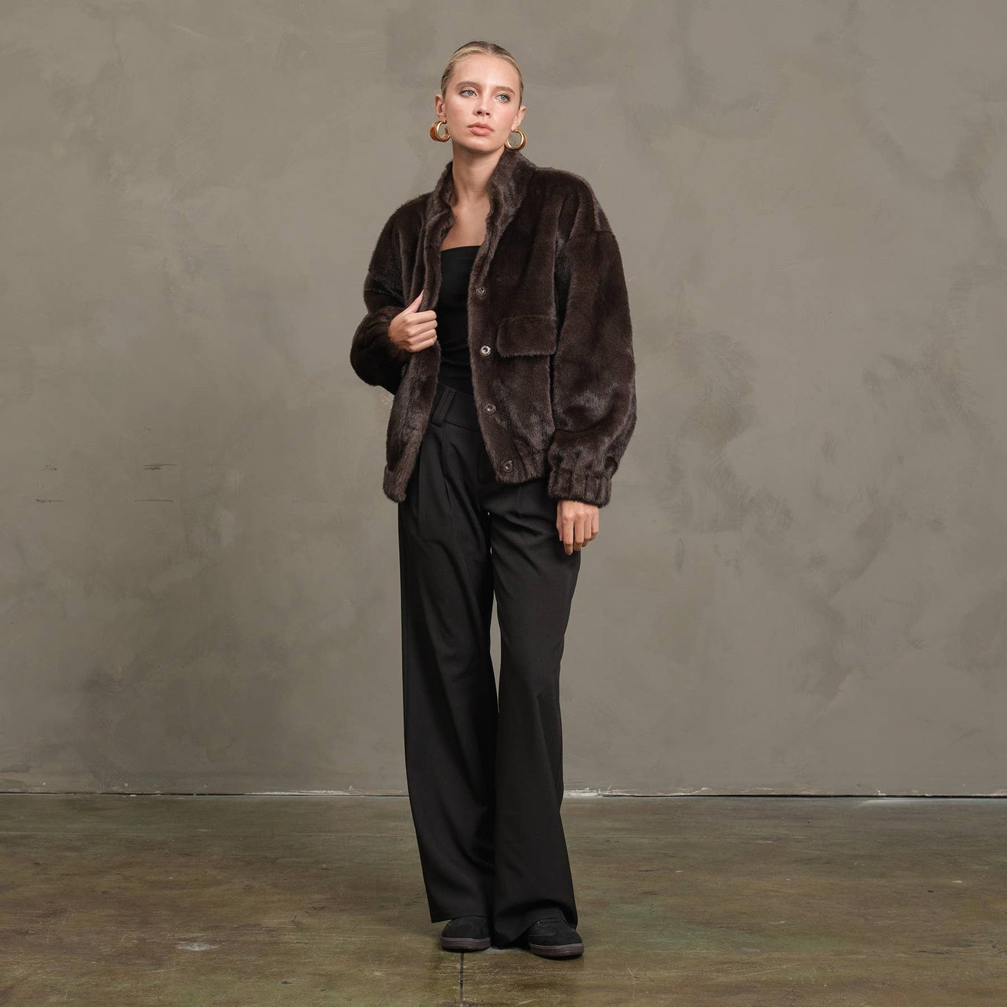Faux Mink Bomber Jacket