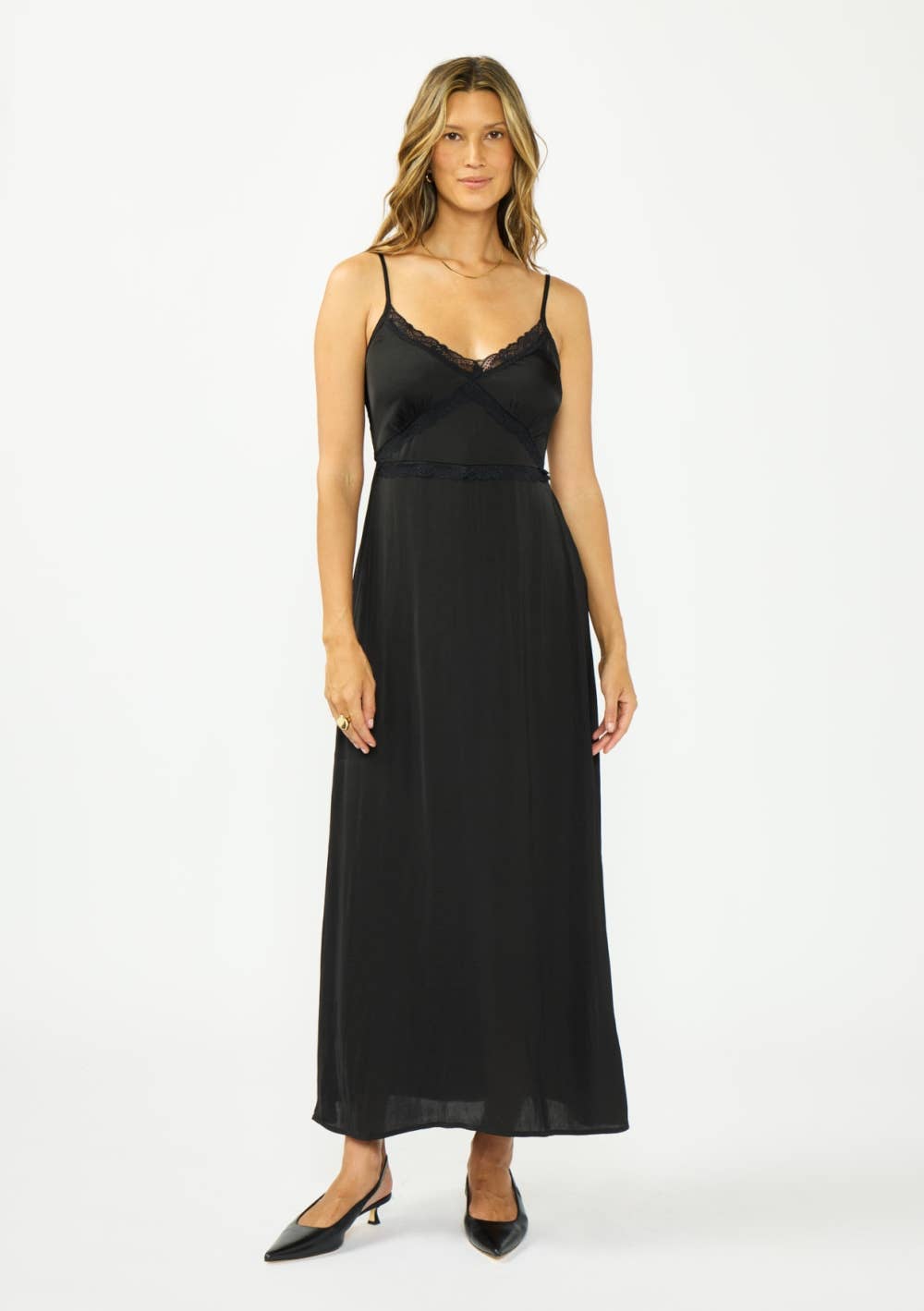 Avery Lace-Trim Maxi Dress