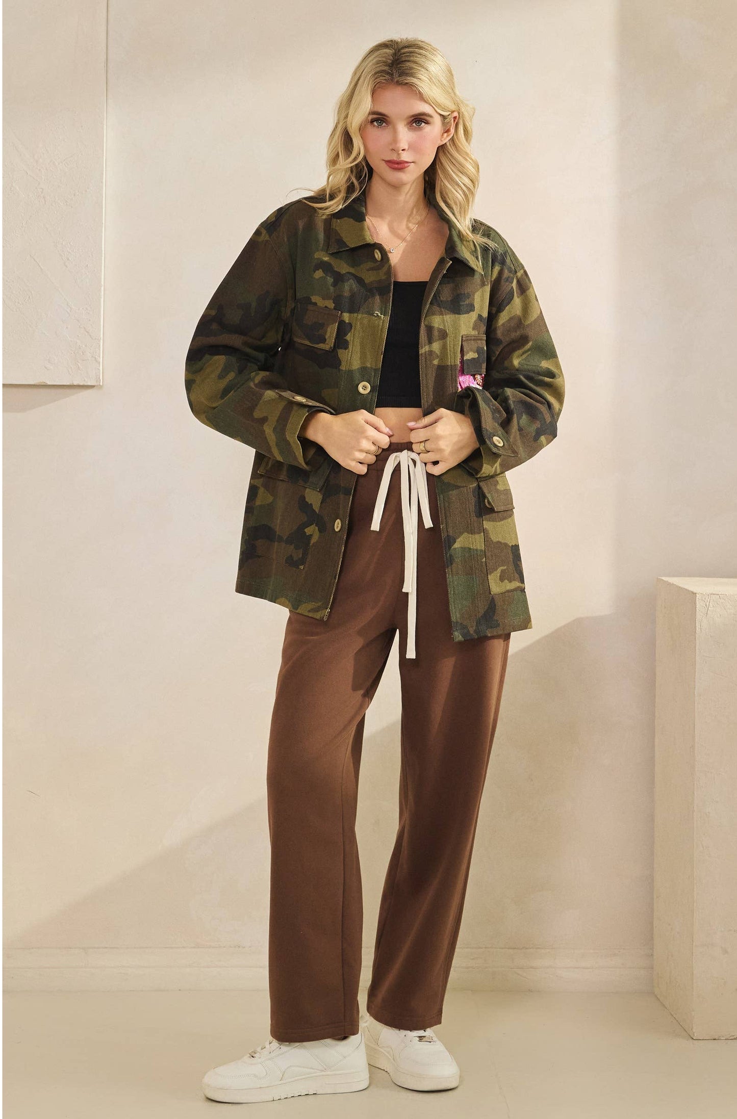 Camo Jacket with Mesh Sequins