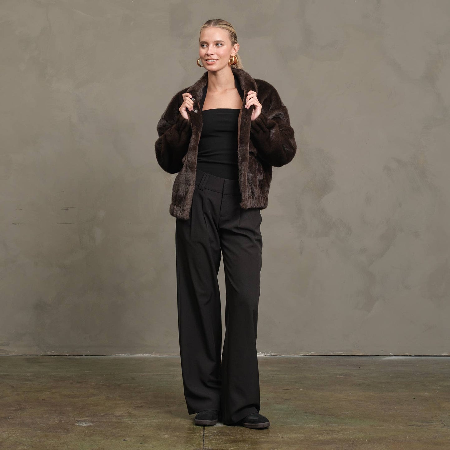 Faux Mink Bomber Jacket