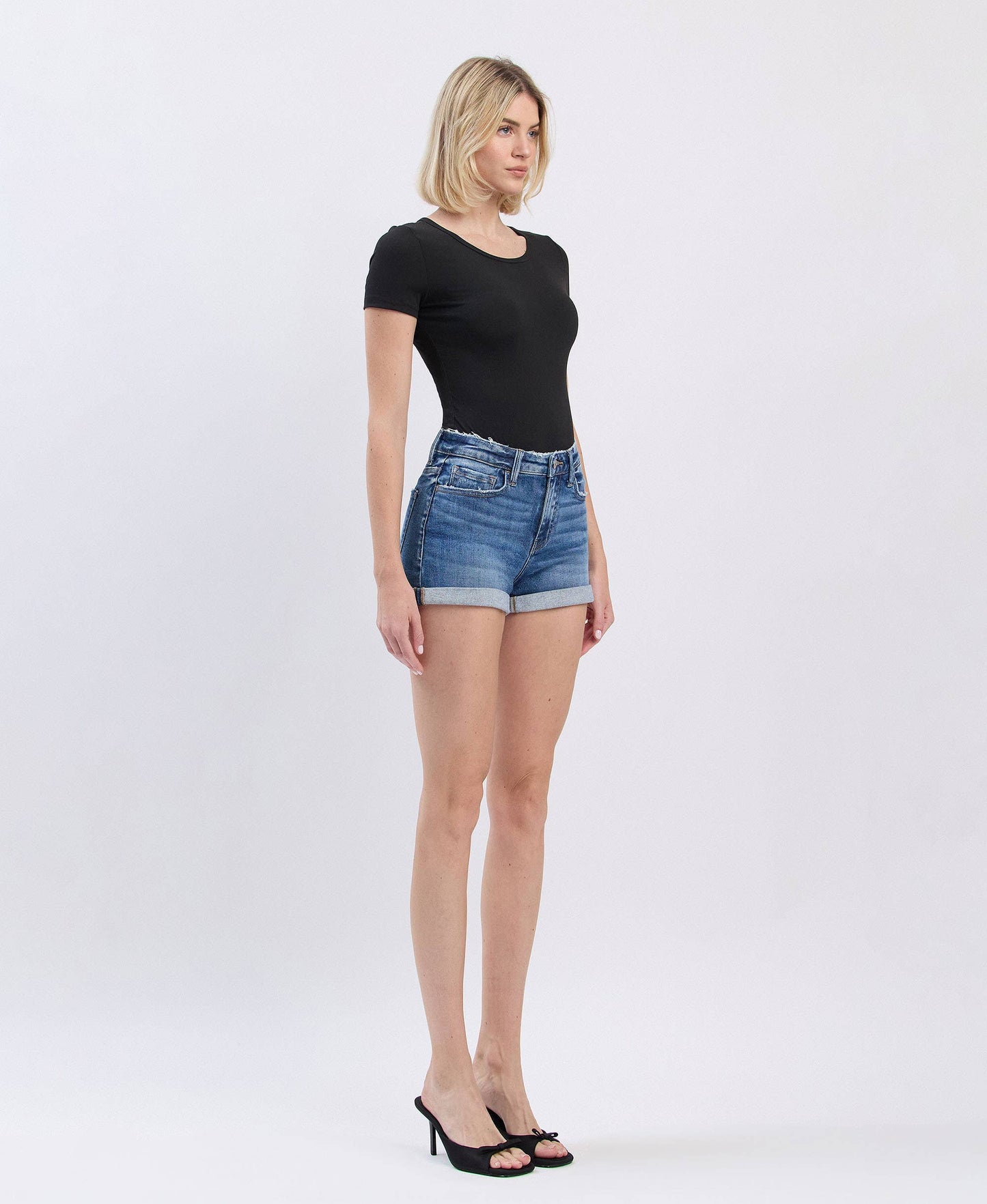 High Rise Double Cuffed Shorts