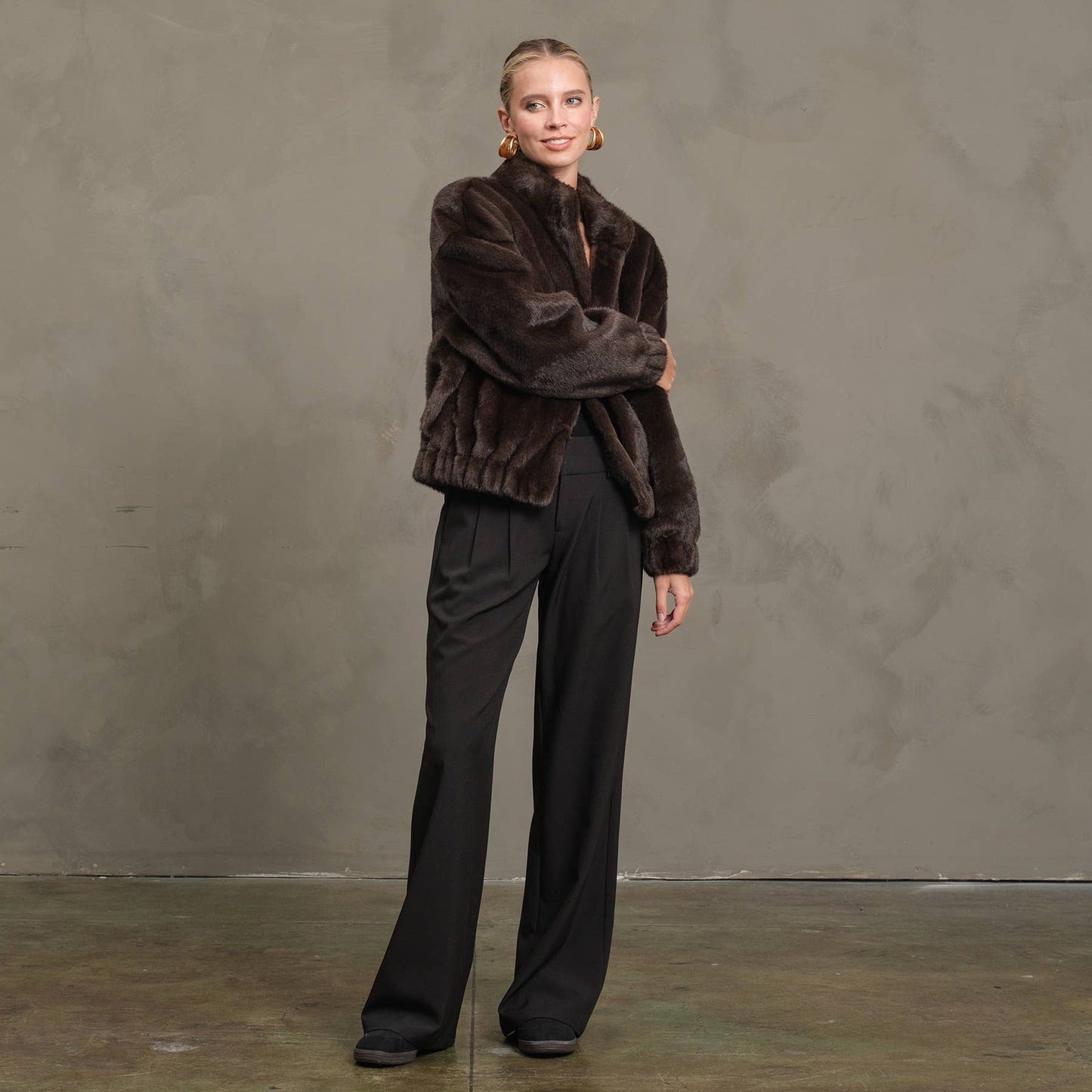 Faux Mink Bomber Jacket