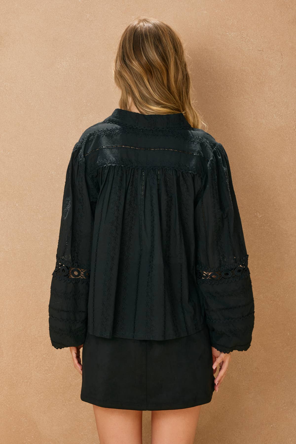 Sunbeam Eyelet Lace-Up Blouse