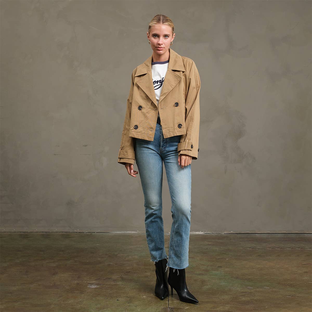 Short Double-Breasted Trench Jacket