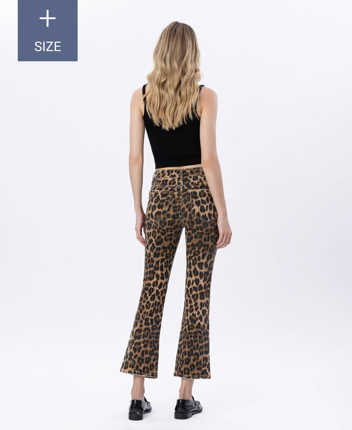 Leopard Print Kick Flare Jeans- Plus